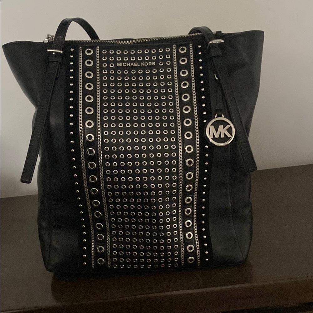 Michael Kors Black Studded Leather Tote